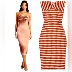 Willow & Clay Orange and White Striped Knit Midi Dress